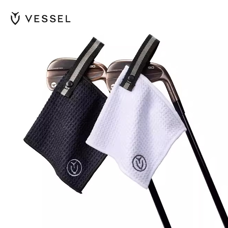 VESSEL25新款高尔夫超细纤维磁吸擦杆巾速干吸水便携清洁球杆毛巾