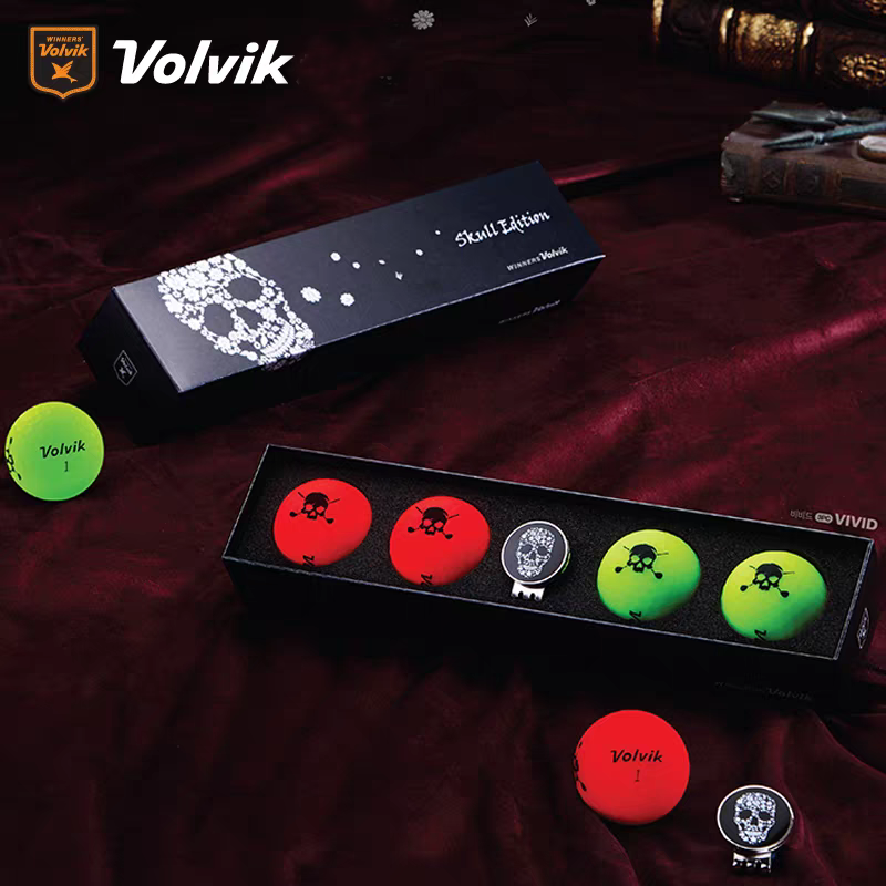 Volvik沃维克高尔夫彩球VIVID三层骷髅golf小方礼盒礼品用品