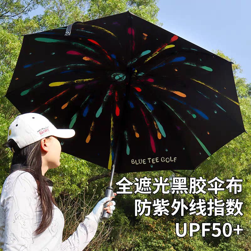 Blueteegolf高尔夫伞长柄高颜值加大碳纤维烟花雨伞防晒超轻伞