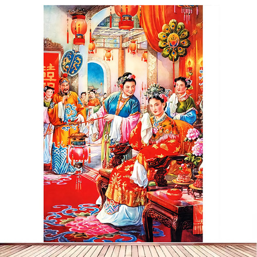 戏曲经典古典年画民间海报怀旧复古宣传画客厅酒吧装饰画刘备招亲