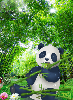 竹子绿色海报壁纸风景画