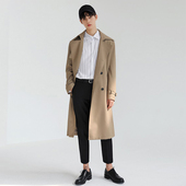 风衣男士 中长款 潮流帅气过膝英伦风春秋季 卡其色新款 大衣外套男装