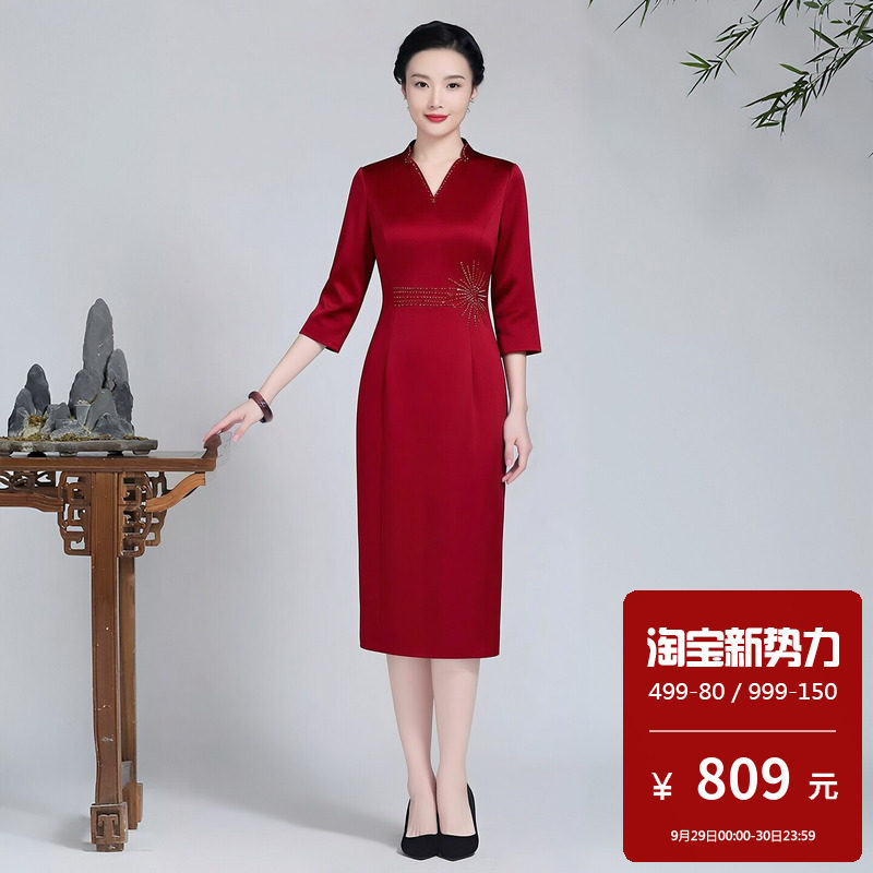 婚礼上妈妈穿的衣服旗袍连衣裙礼服春装高贵年轻款平时可穿小个子