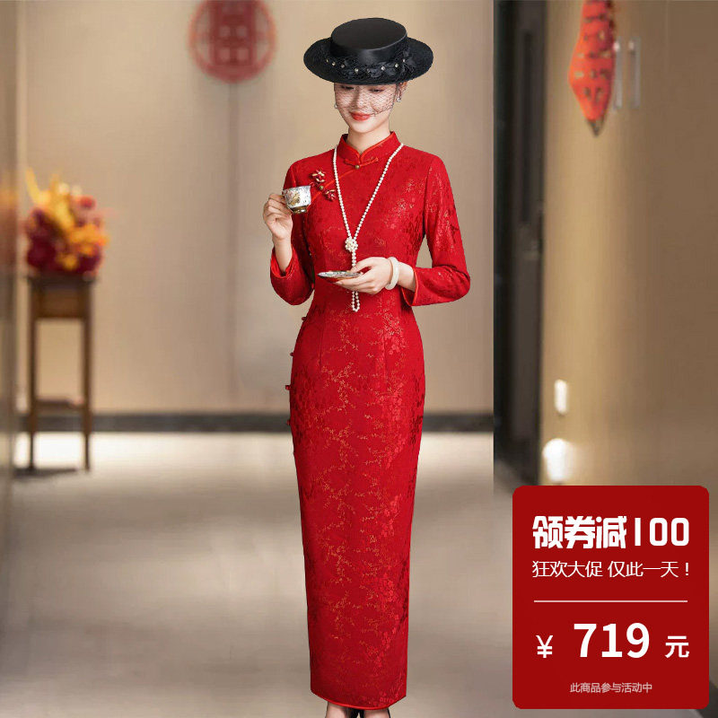 红色系独特绝美新中式旗袍女日常可穿订婚轻奢高级感微胖年轻款春