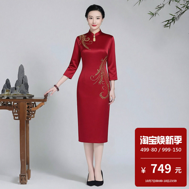 参加婚礼的连衣裙轻奢高级感妈妈服装准婆婆礼服中老年高贵年轻款