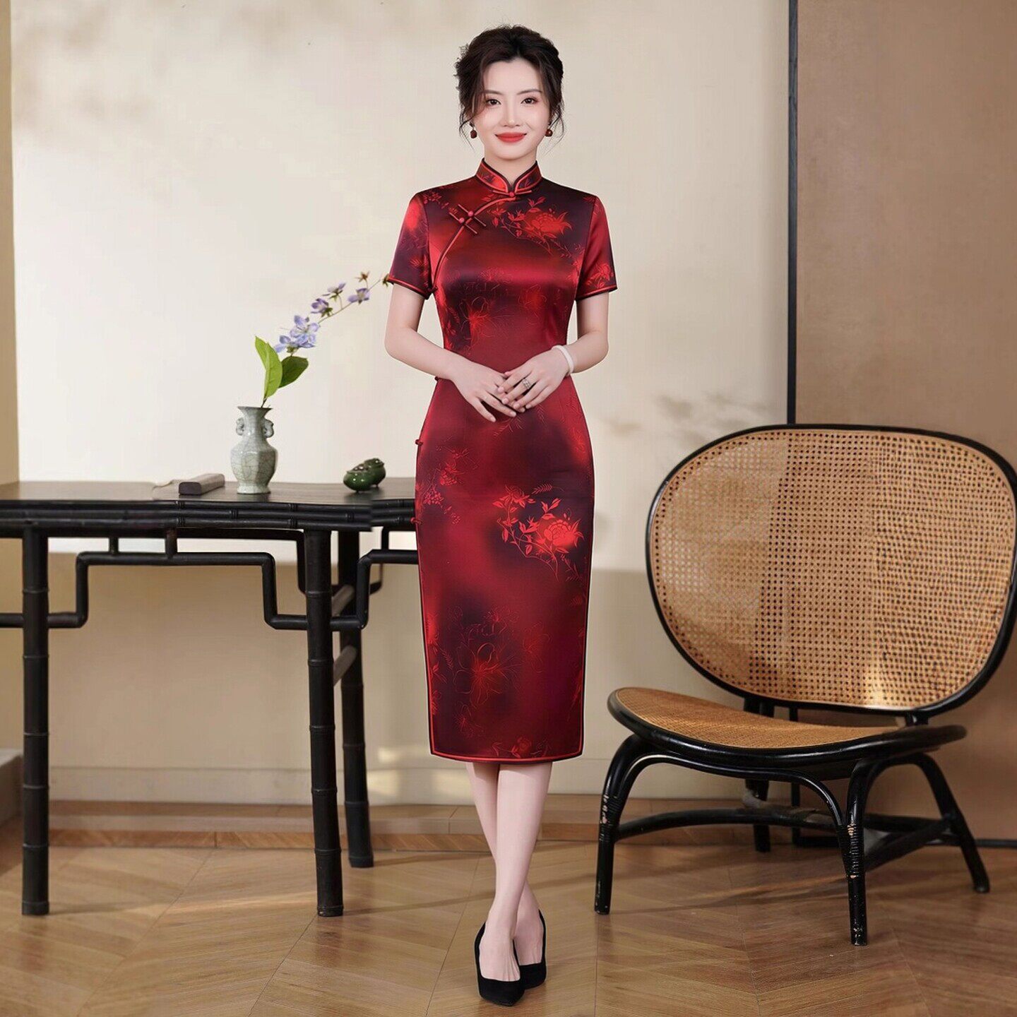 重磅真丝桑蚕丝旗袍短款现代女改良时尚年轻款别致绝美轻奢高级感