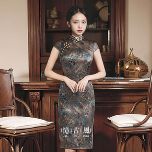 年轻款 桑蚕丝真丝旗袍短款 改良版 日常可穿老上海复古传统老式 时尚