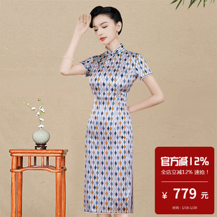 重磅真丝桑蚕丝旗袍短款日常生活装苏杭海派时尚年轻款改良中国风