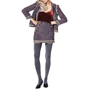 灰色连裤 小红书爆款 40D彩色菱格花纹修身 Libro 袜 气质穿搭Fiore