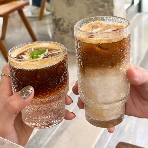 海棠花叠叠杯冷饮果汁奶茶玻璃杯