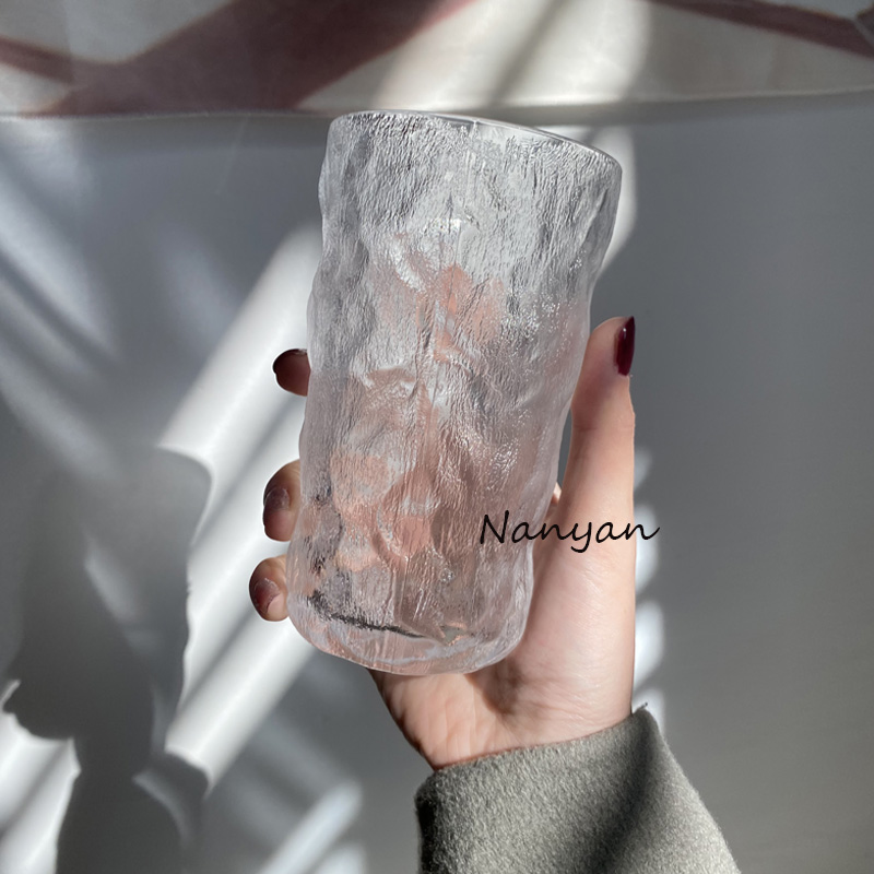 北欧ins风冰川咖啡树皮纹玻璃杯