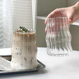 ins风曲线胖胖杯高硼硅耐热材质玻璃杯 牛奶杯早餐杯水杯咖啡杯子