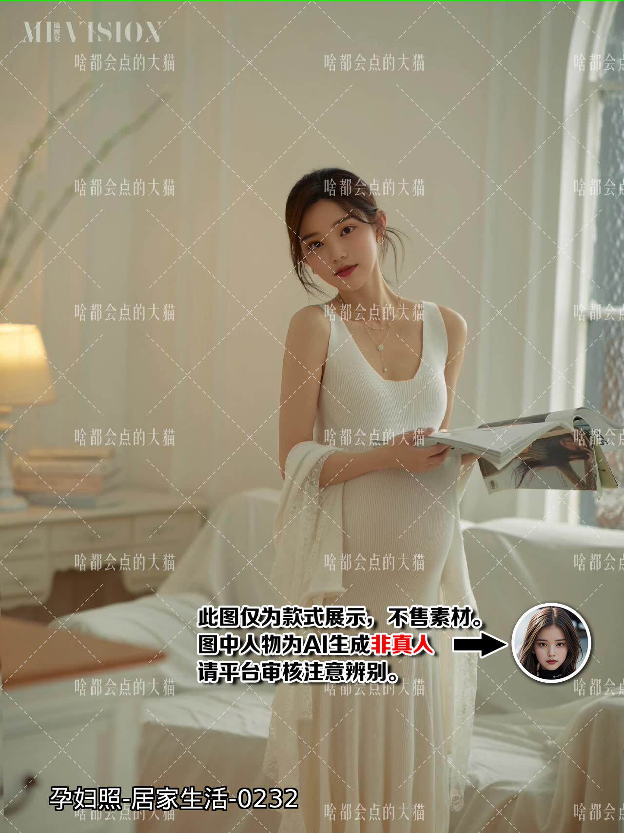 孕妇照 居家生活 女生数字AI写真照片 不售素材