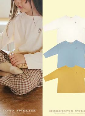 Amber韩国正品童装 儿童可爱图标纯色打底衫上衣T恤 haha童装