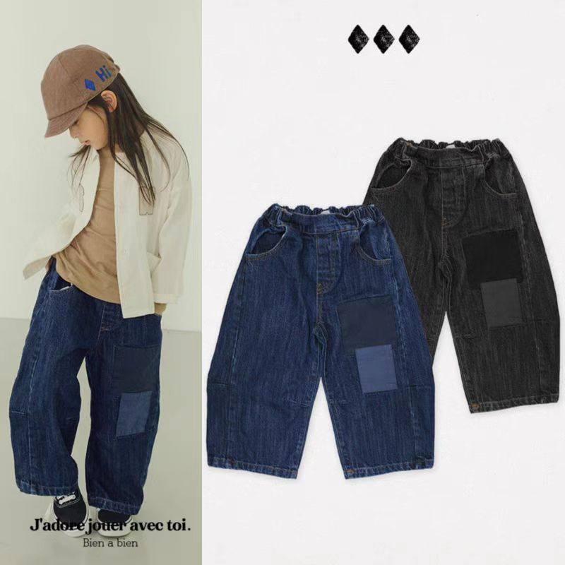 Bien a Bien韩国正品童装 个性补丁贴布牛仔裤长裤子 haha童装