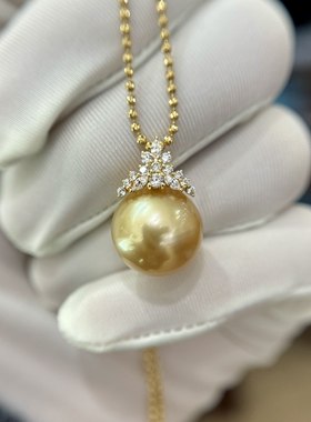 18k金镶嵌天然浓金金珠吊坠