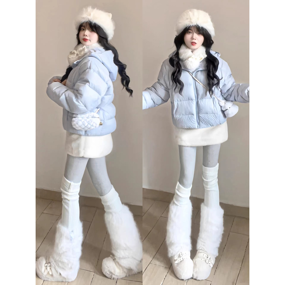 白色羊羔毛半身裙女秋冬季新款高腰显瘦小个子加厚保暖a字包臀裙