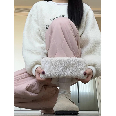 羊羔绒棉裤女秋冬2025新款加绒加厚保暖特厚加绒东北休闲防风裤子