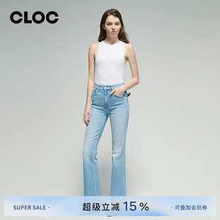 DENIM春季 MOTHER CLOC TNO 女1647 2219 浅蓝色微喇叭全长牛仔裤