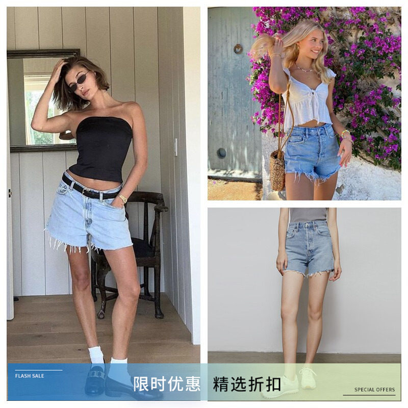 AGOLDE高腰牛仔短裤女热裤图片