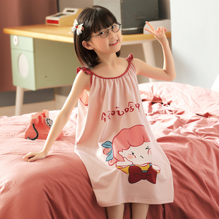 纯棉亲子睡衣儿童女孩公主大童2022年新款 吊带睡裙母女童夏季 薄款
