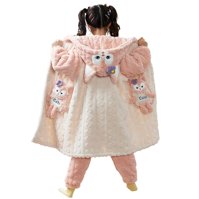 女童睡衣秋冬季珊瑚绒