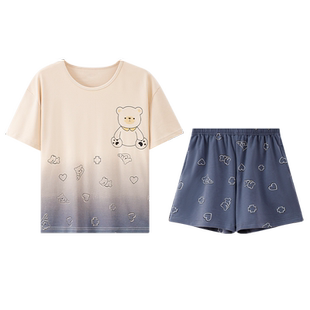 儿童睡衣夏季新款父子亲子装薄款家居服男童短袖短裤纯棉卡通套装