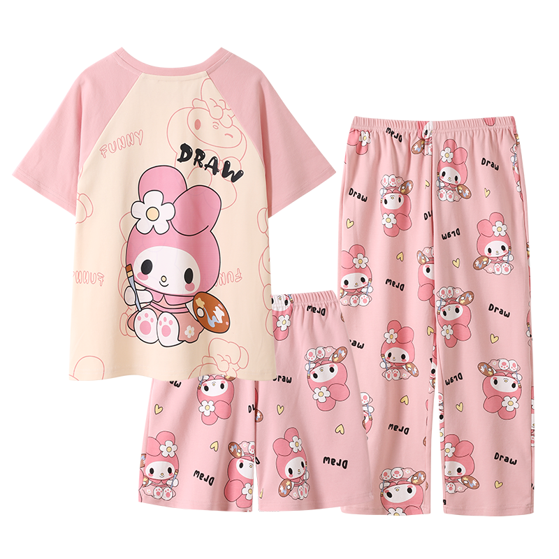 三件套女童睡衣2025新款夏季家居服套装
