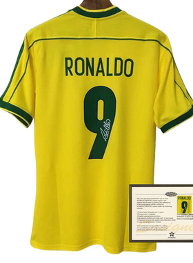 98 Brazil Ronaldo soccer Jersey printed signature shirt