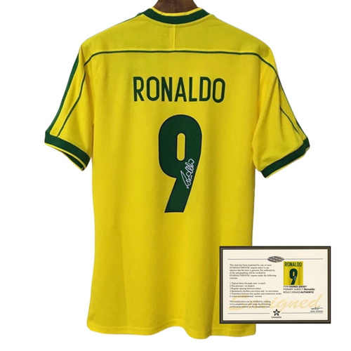 98 Brazil Ronaldo soccer Jersey printed signature shirt