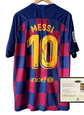 19-20Messi Barcelona football jersey printed signature shirt