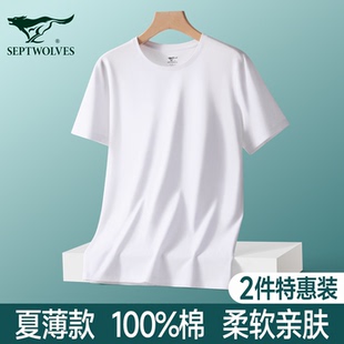 健身运动内穿打底汗衫 T恤纯棉夏季 透气潮流上衣男 短袖 七匹狼男士