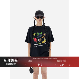 原创设彩绘莫代尔短袖 loop 水果夏日T Fruit HONORE古月