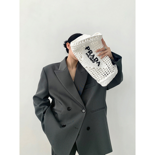 HONORE古月 自带Gao级感 oversize廓形西装外套高腰直筒西裤套装