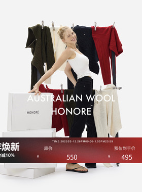 HONORE古月 镇店LP 经典复古双拉链100%进口澳毛Polo圆领麻花毛衣