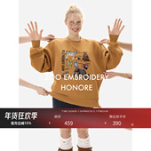 HONORE古月 Zoo原创系列2.0 千岛蚕丝绒绣花极简百搭宽松卫衣