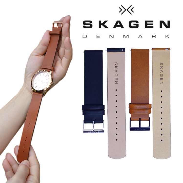SKAGEN小牛皮真皮手表带柔软薄