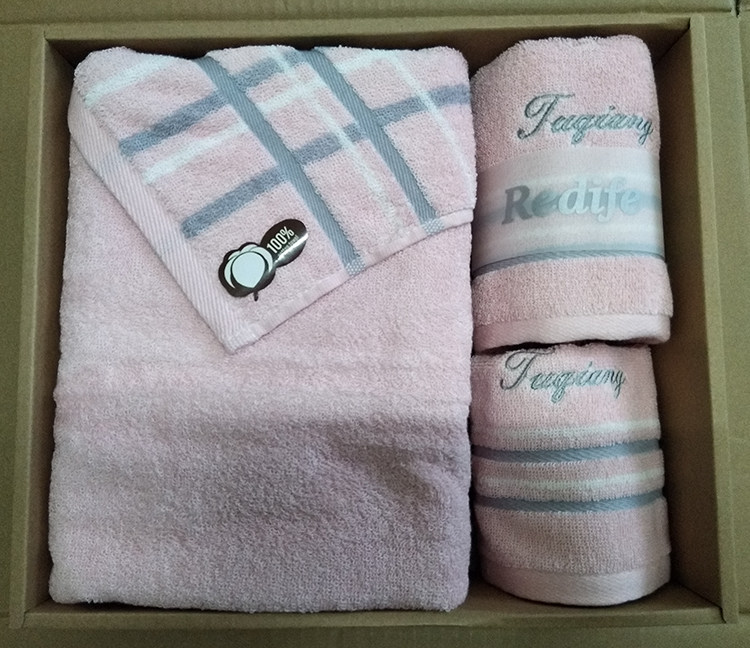 韩国进口 高档纯棉浴巾毛巾方巾礼盒装3件套沐浴洗脸洁面亲肤舒适
