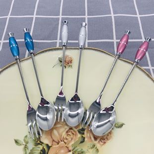 韩国进口 SMF 带钻咖啡勺水果叉收纳桶糕点勺搅拌勺冰淇淋勺 多色