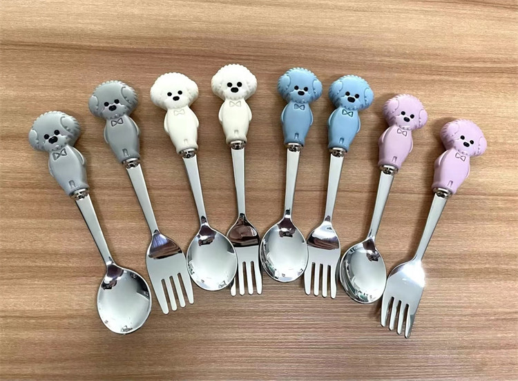 韩国进口 smf 小汪汪 卡通儿童西餐勺汤勺冰淇淋勺西餐叉果酱刀
