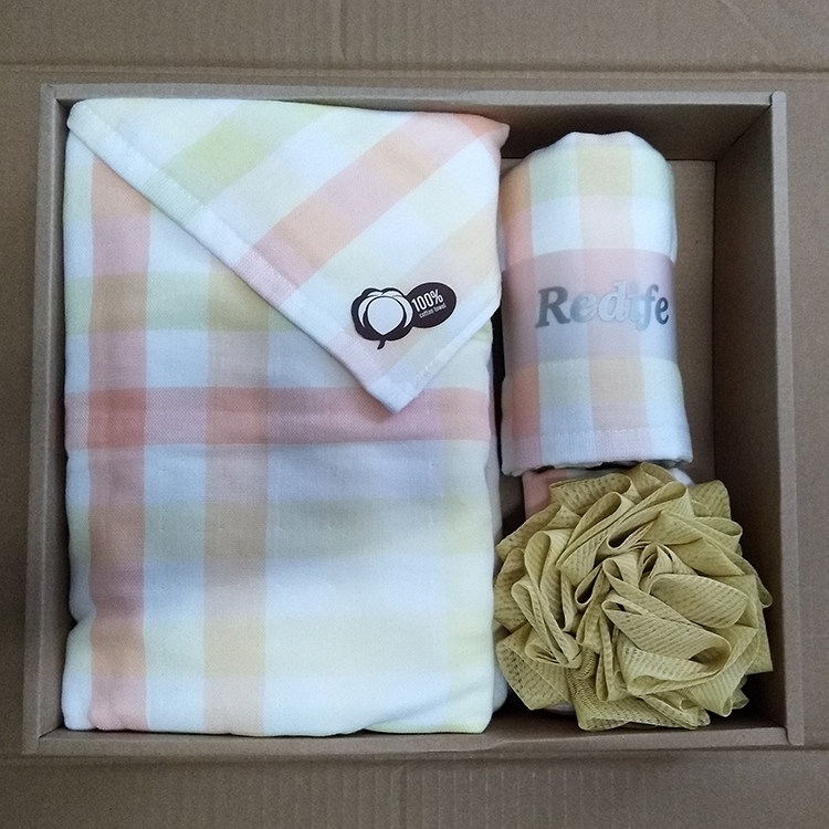 韩国进口 高档纯棉浴巾毛巾方巾香味浴花礼盒装4件套沐浴洗脸亲肤