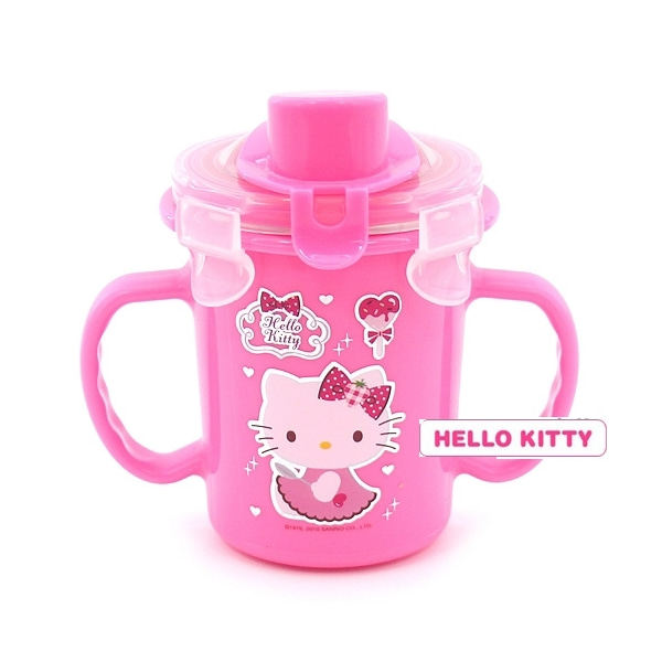韩国乐扣原产 hello kitty 双手不锈钢吸管杯 水杯 便携吸管水壶