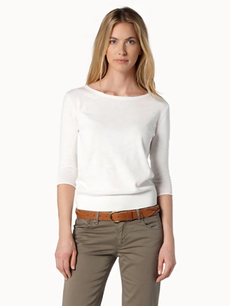 夏季清爽~竹节有机纯棉mp一字领套头针织衫女t恤欧美时尚宽松百搭