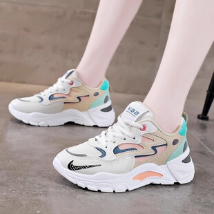 名牌鞋子女鞋新款女士皮面运动鞋休闲百搭跑步鞋潮流小白鞋老爹鞋