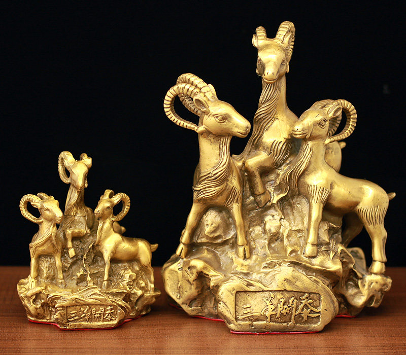 纯铜三羊开泰家居风水用品摆件客厅创意工艺品黄铜三阳开泰生肖羊