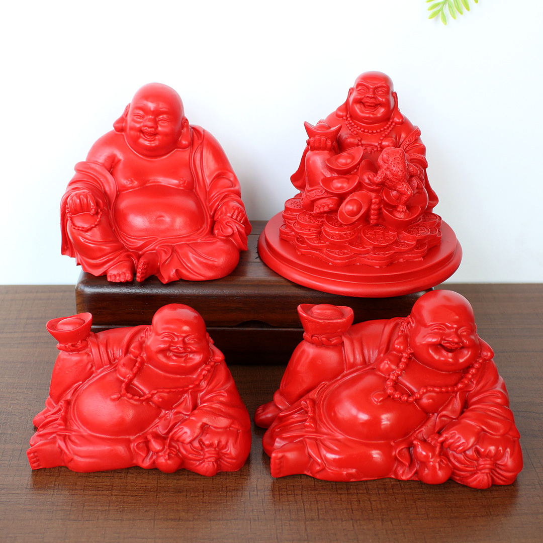 天然原矿石料朱砂弥勒佛汽车摆件车内装饰品车用摆设笑佛保平安
