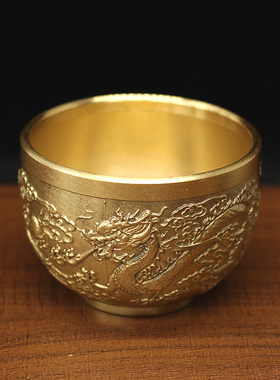 纯铜黄铜龙凤呈祥酒杯中式婚礼现场交杯酒杯子复古风餐具酒柜装饰