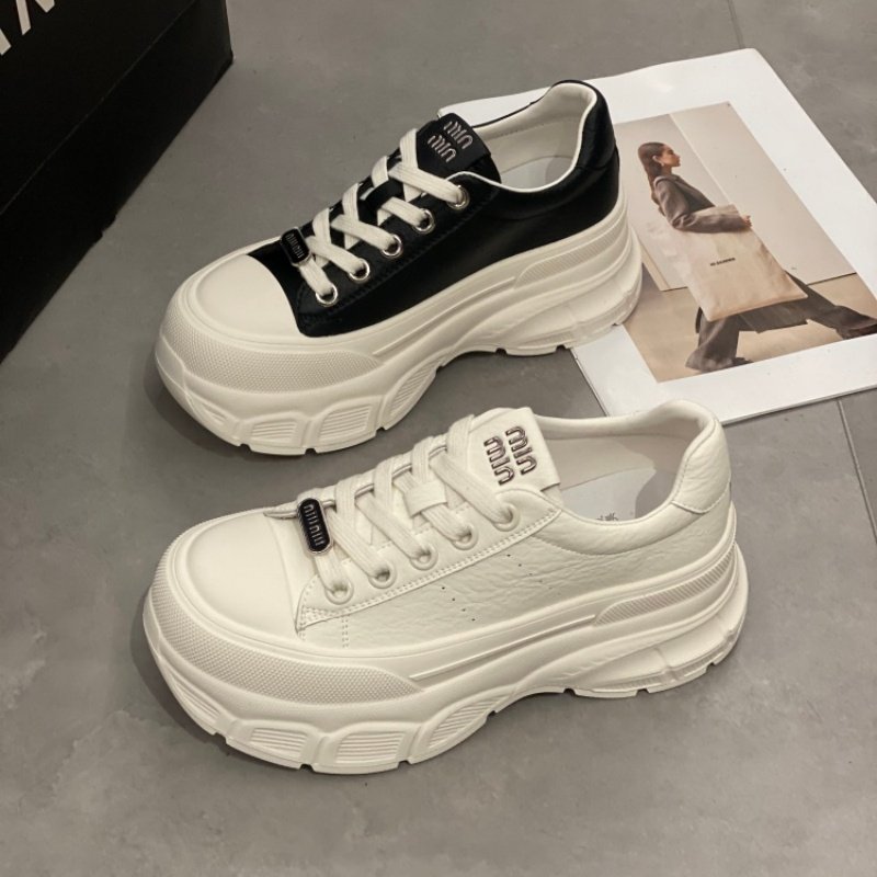 厚底增高小白鞋女2026新款厚底鞋女鞋轻便百搭圆头系带松糕鞋休闲,女鞋,时尚休闲鞋,淘宝优惠券,粉丝福利购,淘宝优惠卷