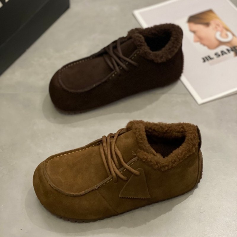 冬季加绒保暖反绒牛皮厚底勃肯鞋2025新款系带棉鞋舒适毛毛休闲鞋,女鞋,时尚休闲鞋,淘宝优惠券,粉丝福利购,淘宝优惠卷