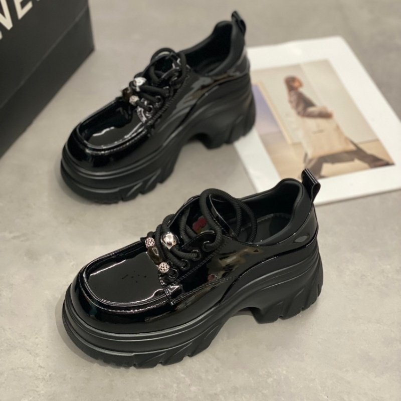 英伦风厚底乐福鞋女2026厚底鞋新款圆头系带增高小皮鞋百搭休闲鞋,女鞋,时尚休闲鞋,淘宝优惠券,粉丝福利购,淘宝优惠卷